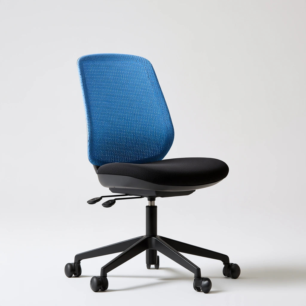 Ergonomischer Bürostuhl, mit klarer Formgebung, auf Rollen, Farbe: blau